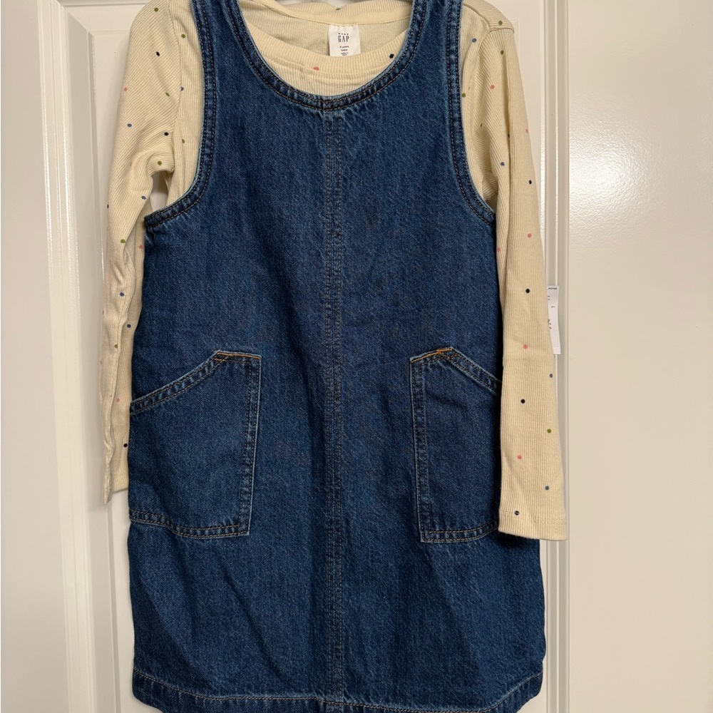 GAP Blue Denim Jumper with Cream Accents